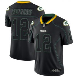 Nike Green Bay Packers #12 Aaron Rodgers Lights Out Black Mens Stitched NFL Limited Rush Jersey