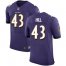 Nike Baltimore Ravens #43 Justice Hill Purple Team Color Mens Stitched NFL Vapor Untouchable Elite Jersey