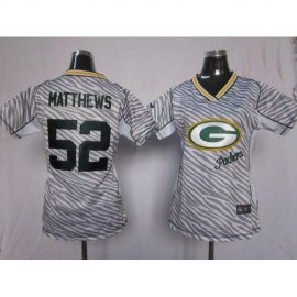 Nike Green Bay Packers #52 Clay Matthews Zebra Womens Stitched NFL Elite Jersey