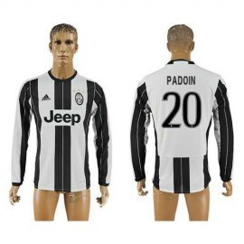 Juventus #20 Padoin Home Long Sleeves Soccer Club Jersey