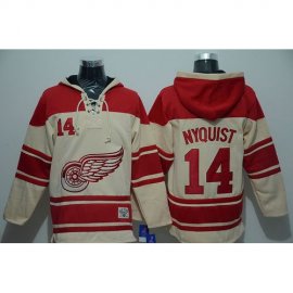 Detroit Red Wings #14 Gustav Nyquist Cream Sawyer Hooded Sweatshirt Stitched NHL Jersey