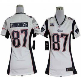 Nike New England Patriots #87 Rob Gronkowski White With C Patch Womens Stitched NFL Elite Jersey