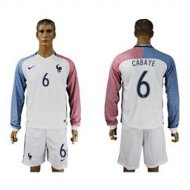 France #6 Cabaye Away Long Sleeves Soccer Country Jersey