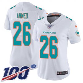 Nike Miami Dolphins #26 Salvon Ahmed White Womens Stitched NFL 100th Season Vapor Untouchable Limited Jersey