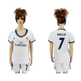 Womens Real Madrid #7 Ronaldo Home Soccer Club Jersey