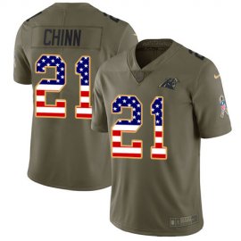 Nike Carolina Panthers #21 Jeremy Chinn Olive/USA Flag Mens Stitched NFL Limited 2017 Salute To Service Jersey