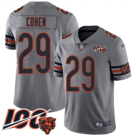 Nike Chicago Bears #29 Tarik Cohen Silver Mens Stitched NFL Limited Inverted Legend 100th Season Jersey