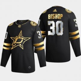 Dallas Stars #30 Ben Bishop Mens Adidas Black Golden Edition Limited Stitched NHL Jersey
