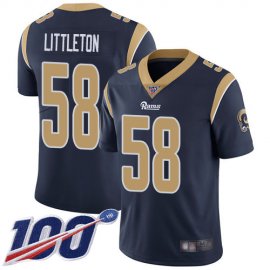 Nike Los Angeles Rams #58 Cory Littleton Navy Blue Team Color Mens Stitched NFL 100th Season Vapor Limited Jersey