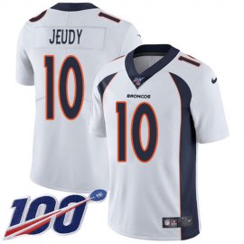 Nike Denver Broncos #10 Jerry Jeudy White Mens Stitched NFL 100th Season Vapor Untouchable Limited Jersey