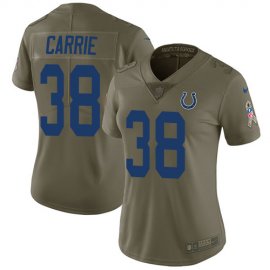 Nike Indianapolis Colts #38 T.J. Carrie Olive Womens Stitched NFL Limited 2017 Salute To Service Jersey