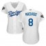 Los Angeles Dodgers #8 Manny Machado White Home 2018 World Series Womens Stitched MLB Jersey