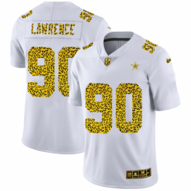 Dallas Cowboys #90 Demarcus Lawrence Mens Nike Flocked Leopard Print Vapor Limited NFL Jersey White