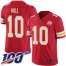 Nike Kansas City Chiefs #10 Tyreek Hill Red Team Color Youth Stitched NFL 100th Season Vapor Limited Jersey