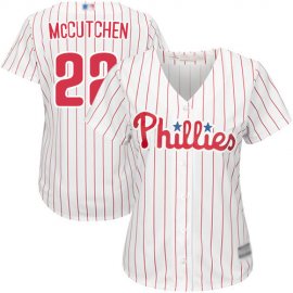 Philadelphia Phillies #22 Andrew McCutchen White(Red Strip) Home Womens Stitched MLB Jersey
