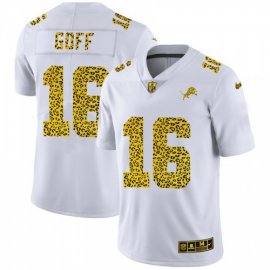 Detroit Lions #16 Jared Goff Mens Nike Flocked Leopard Print Vapor Limited NFL Jersey White