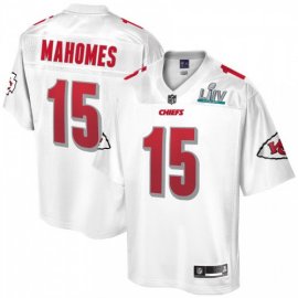 Mens Kansas City Chiefs #15 Patrick Mahomes NFL Pro Line White Super Bowl LIV Champions Jersey