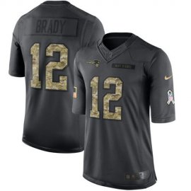 Nike New England Patriots #12 Tom Brady Black Mens Stitched NFL Limited 2016 Salute To Service Jersey