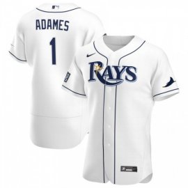 Tampa Bay Rays #1 Willy Adames Mens Nike White Home 2020 World Series Bound Authentic Player MLB Jersey