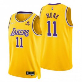 Nike Los Angeles Lakers #11 Malik Monk Gold Mens 2021-22 NBA 75th Anniversary Diamond Swingman Jersey – Icon Edition Mens