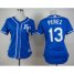 Kansas City Royals #13 Salvador Perez Blue Alternate 2 Womens Stitched MLB Jersey