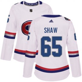 Adidas Montreal Canadiens #65 Andrew Shaw White Authentic 2017 100 Classic Womens Stitched NHL Jersey