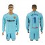 Barcelona #1 Ter Stegen Away Long Sleeves Soccer Club Jersey