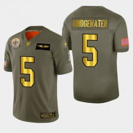 New Orleans New Orleans Saints #5 Teddy Bridgewater Mens Nike Olive Gold 2019 Salute to Service Limited NFL 100 Jersey