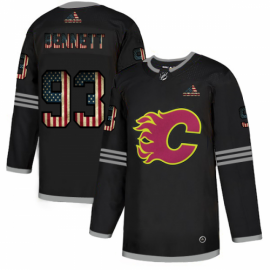 Calgary Flames #93 Sam Bennett Adidas Mens Black USA Flag Limited NHL Jersey
