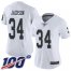 Nike Las Vegas Raiders #34 Bo Jackson White Womens Stitched NFL 100th Season Vapor Limited Jersey