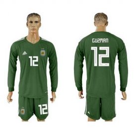 Argentina #12 Guzman Army Green Long Sleeves Goalkeeper Soccer Country Jersey