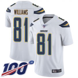 Nike Los Angeles Chargers #81 Mike Williams White Mens Stitched NFL 100th Season Vapor Limited Jersey