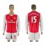 Arsenal #15 Chamberlain Red Home Long Sleeves Soccer Club Jersey