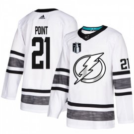 Adidas Tampa Bay Lightning #21 Brayden Point White Authentic 2022 Stanley Cup Final Patch All-Star Stitched NHL Jersey Mens