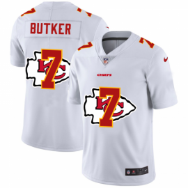 Kansas City Chiefs #7 Harrison Butker White Mens Nike Team Logo Dual Overlap Limited NFL Jersey