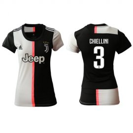 Womens Juventus #3 Chiellini Home Soccer Club Jersey