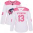 Adidas Columbus Blue Jackets #13 Cam Atkinson White/Pink Authentic Fashion Womens Stitched NHL Jersey