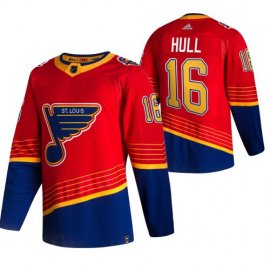 St. Louis Blues #16 Brett Hull Red Mens Adidas 2020-21 Reverse Retro Alternate NHL Jersey