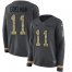 Nike New England Patriots #11 Julian Edelman Anthracite Salute to Service Womens Stitched NFL Limited Therma Long Sleeve Jersey