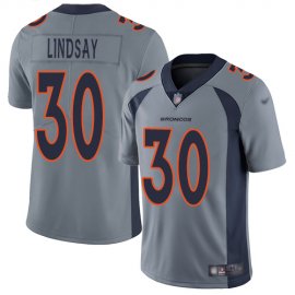 Nike Denver Broncos #30 Phillip Lindsay Gray Mens Stitched NFL Limited Inverted Legend Jersey