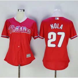 Philadelphia Phillies #27 Aaron Nola Red Womens Alternate Stitched MLB Jersey