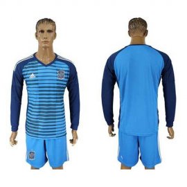 Spain Blank Blue Goalkeeper Long Sleeves Soccer Country Jersey