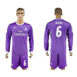 Real Madrid #6 Nacho Away Long Sleeves Soccer Club Jersey