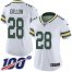 Nike Green Bay Packers #28 AJ Dillon White Womens Stitched NFL 100th Season Vapor Untouchable Limited Jersey