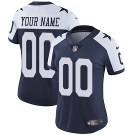 Nike Dallas Cowboys Customized Navy Blue Thanksgiving Stitched Vapor Untouchable Limited Throwback Womens NFL Jersey