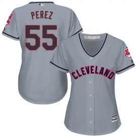 Cleveland Indians #55 Roberto Perez Grey Womens Road Stitched MLB Jersey