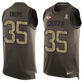 Nike Kansas City Chiefs #35 Christian Okoye Green Mens Stitched NFL Limited Salute To Service Tank Top Jersey