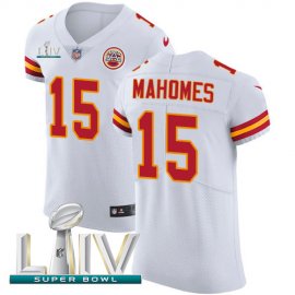 Nike Kansas City Chiefs #15 Patrick Mahomes White Super Bowl LIV 2020 Mens Stitched NFL New Elite Jersey