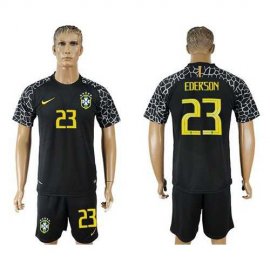 Brazil #23 Ederson Black Goalkeeper Soccer Country Jersey