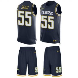 Nike Los Angeles Chargers #55 Junior Seau Navy Blue Team Color Mens Stitched NFL Limited Tank Top Suit Jersey